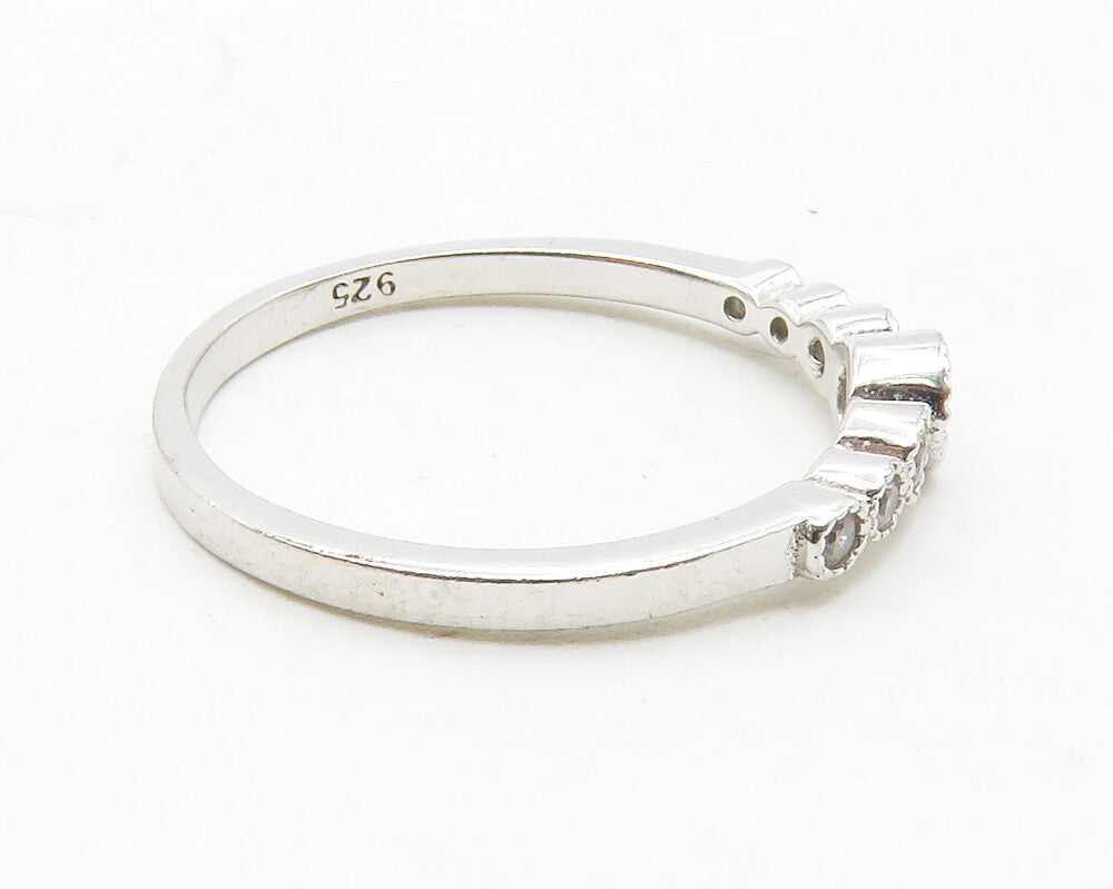 925 Sterling Silver  Shiny Graduated Topaz Smooth Band Ring Sz 7  RG13657