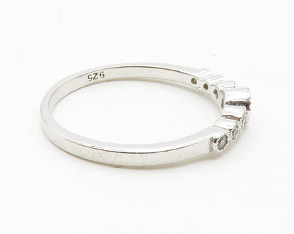 925 Sterling Silver  Shiny Graduated Topaz Smooth Band Ring Sz 7  RG13657