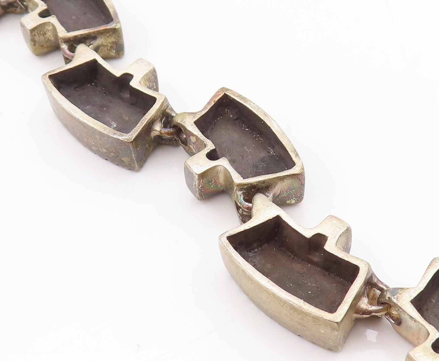 925 Sterling Silver Vintage Bracelet Carved Brush Design Toggle Lock  BT11076
