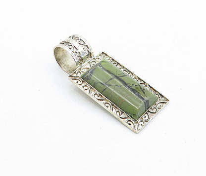 DTR JAY KING 925 Silver  Vintage Jasper Swirl Border Square Pendant  PT3394