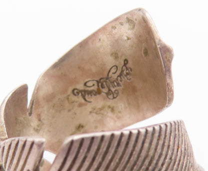 925 Sterling Silver Vintage Ring LUCKY BRAND Feathers Bypass  Sz 7.5  RG33173