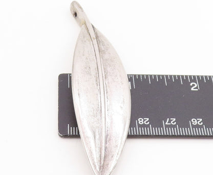 925 Sterling Silver Vintage Pendant Modernist Solid Floral Leaf Design  PT25724