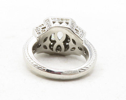 925 Sterling Silver  Shiny Cubic Zirconia Graduated Band Ring Sz 8  RG12309