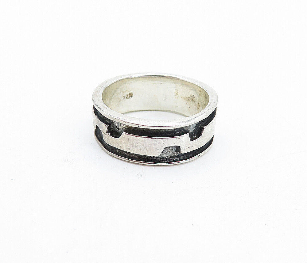 925 Sterling Silver  Vintage Petite Oxidized Detail Band Ring Sz 5.5  RG3727