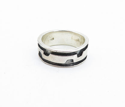 925 Sterling Silver  Vintage Petite Oxidized Detail Band Ring Sz 5.5  RG3727