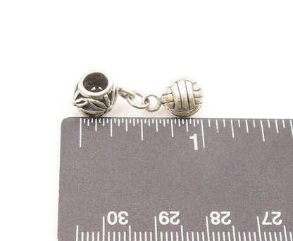925 Sterling Silver Vintage Pendant Solid Carved Dangling Volley Ball   PT22460