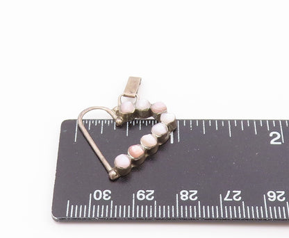 925 Sterling Silver  Vintage Mother Of Pearl Open Love Heart Pendant  PT17574