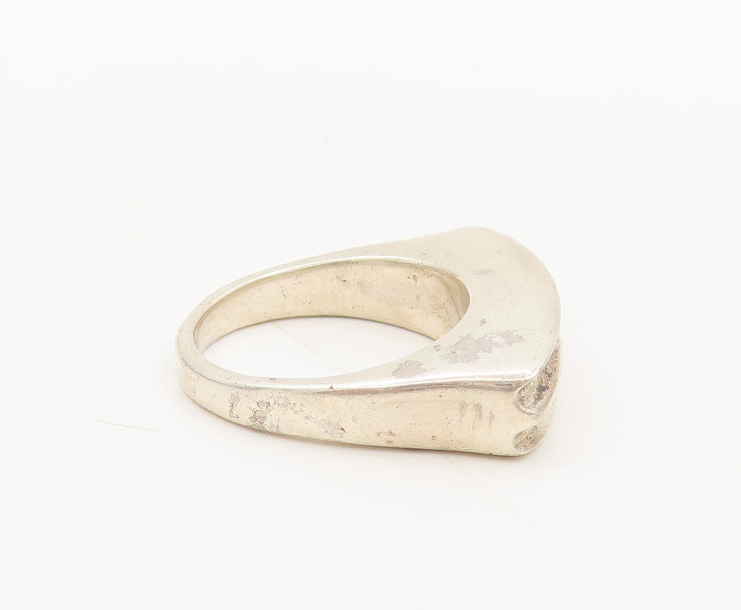925 Sterling Silver Vintage Ring Minimalist Solid Carved Sz 7 RG27563
