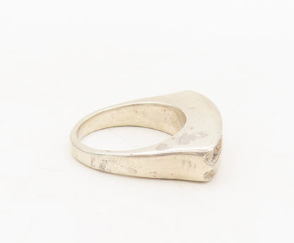 925 Sterling Silver Vintage Ring Minimalist Solid Carved Sz 7 RG27563