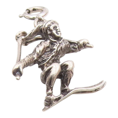 DANECRAFT 925 Sterling Silver  Vintage Skiing Man Sports Motif Pendant PT17722