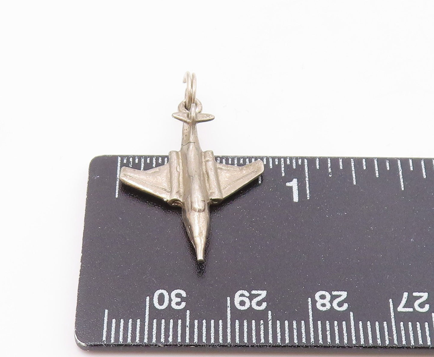 925 Sterling Silver  Vintage Petite Jet Plane Shiny Pendant  PT16980