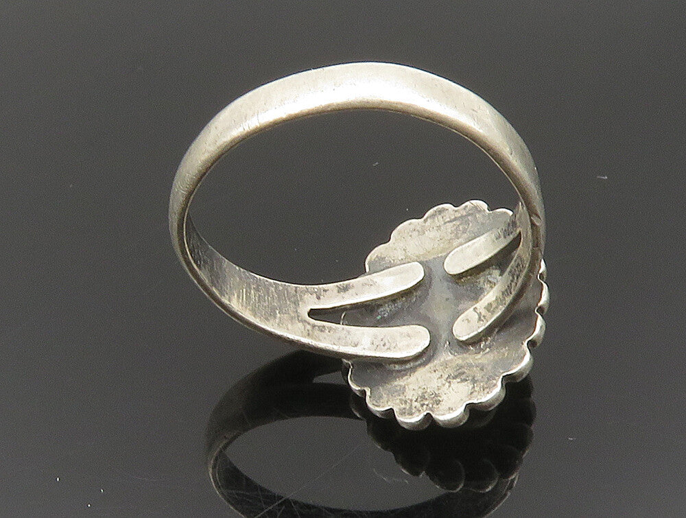 POST BELL 925 Silver  Vintage Oval Jasper Rope Border Ring Sz 6  RG24213