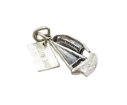 925 Sterling Silver  Vintage Petite Dark Tone Sail Boat Motif Pendant  PT6855