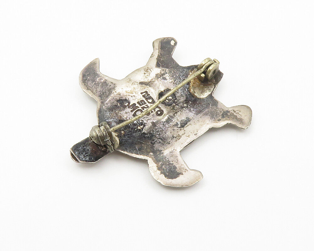 MEXICO 925 Sterling Silver  Vintage Abalone Sea Turtle Motif Brooch Pin BP5346