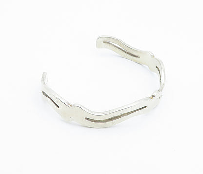 CME 925 Sterling Silver  Vintage Shiny Cutout Design Cuff Bracelet  BT3359