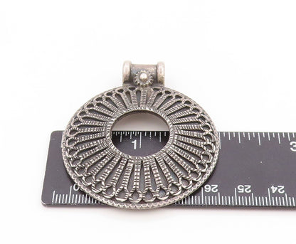 925 Sterling Silver Vintage Pendant Intricate Openwork Mandala Medallion PT25813