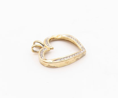 925 Sterling Silver  Genuine Diamonds Gold Plated Love Heart Pendant  PT9727