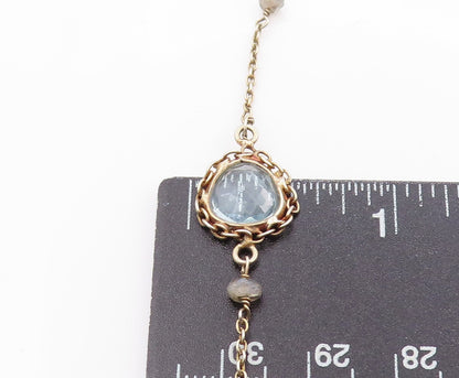 925 Sterling Silver Vintage Necklace Multi Gemstone Bohemian Long Chain  NE4661