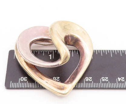925 Sterling Silver Vintage Brooch Pin Designer Solid Swirled Heart  BP11028