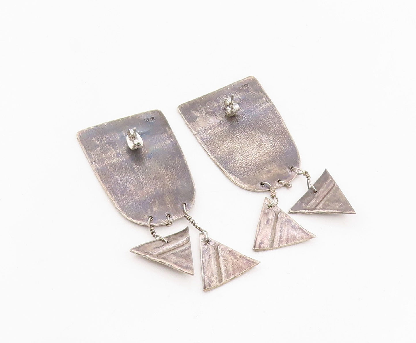 925 Sterling Silver Vintage Earrings Engraved Geometric Tribal Dangle  EG14125