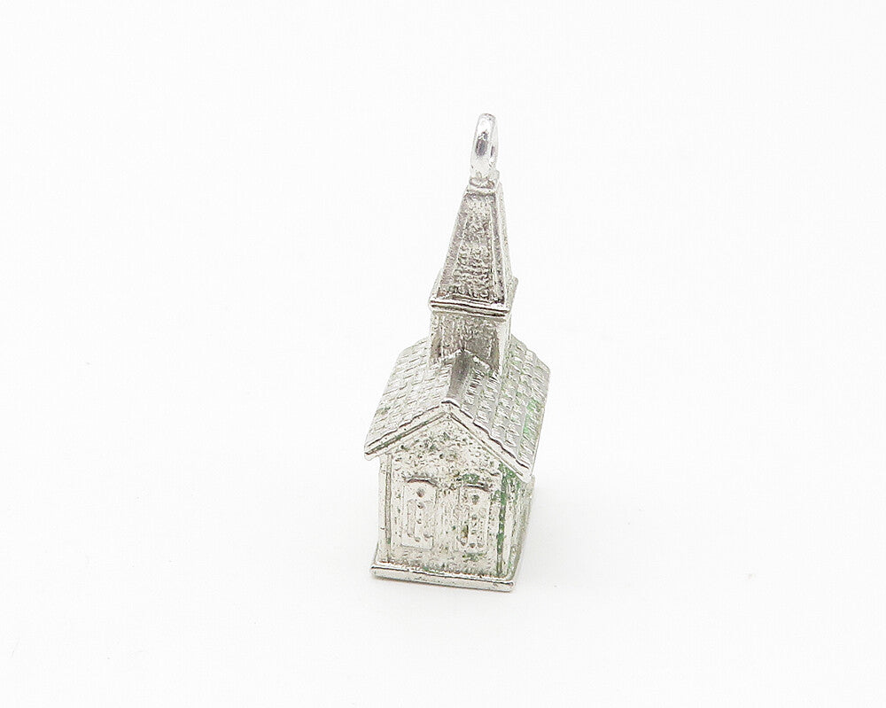 WELLS 925 Sterling Silver  Vintage Petite Shiny Church House Pendant  PT8670