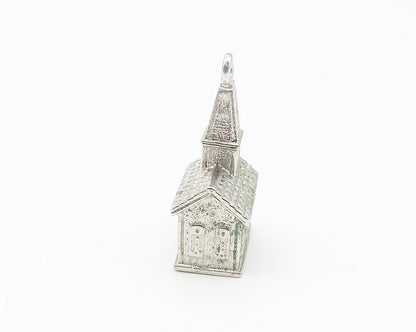WELLS 925 Sterling Silver  Vintage Petite Shiny Church House Pendant  PT8670