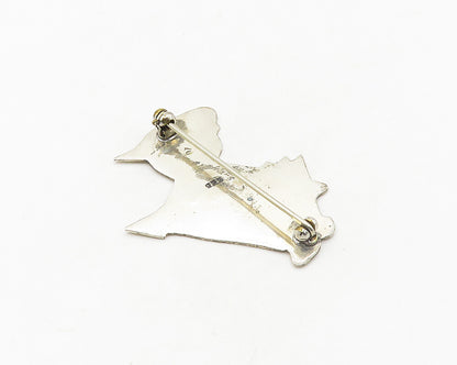925 Sterling Silver  Vintage Shiny Snowman & Christmas Tree Brooch Pin  BP7546