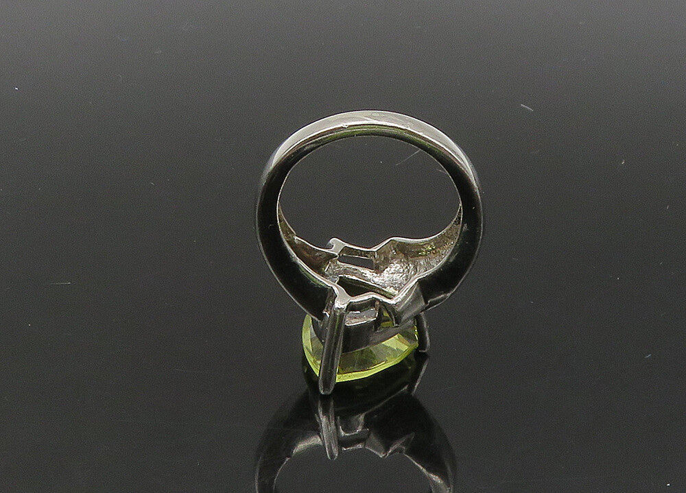 925 Sterling Silver  Vintage Citrine & Genuine Diamonds Band Ring Sz 5 RG21801