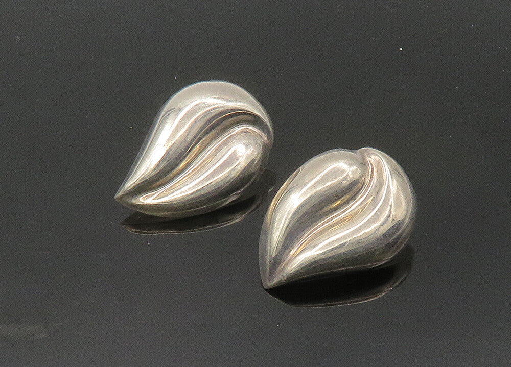 TURE 925 Sterling Silver  Vintage Shiny Floral Leaf Drop Earrings  EG10268