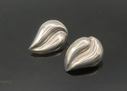 TURE 925 Sterling Silver  Vintage Shiny Floral Leaf Drop Earrings  EG10268