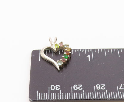 925 Silver  Vintage Topaz Amethyst Peridot & Citrine Heart Pendant  PT14800