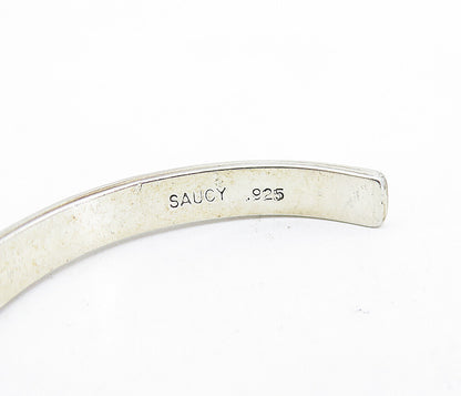 925 Sterling Silver  Vintage Amazing Woman Stamped Quote Cuff Bracelet  BT2562