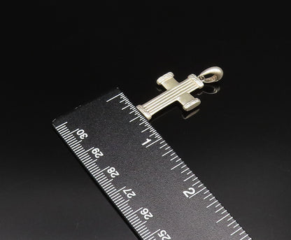 925 Silver  Vintage Linear Textured Religious Cross Drop Pendant  PT21695