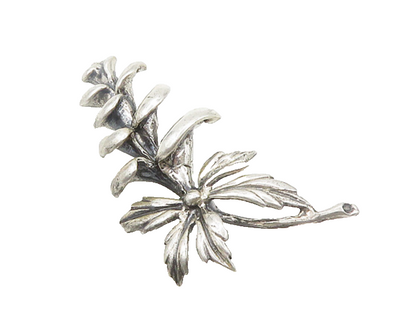 JEWEL ART 925 Sterling Silver  Vintage Antique Shiny Floral Brooch Pin  BP7582