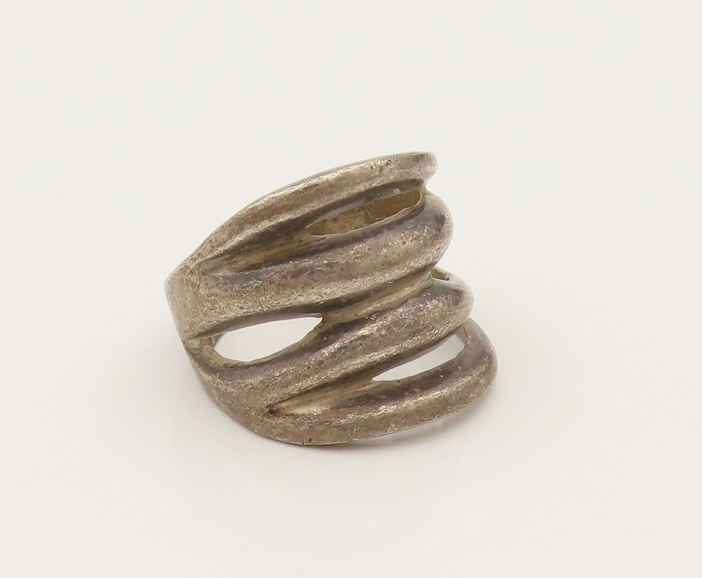 925 Silver  Vintage Scalloped Open Row Fashion Band Ring Sz 6.25  RG26465
