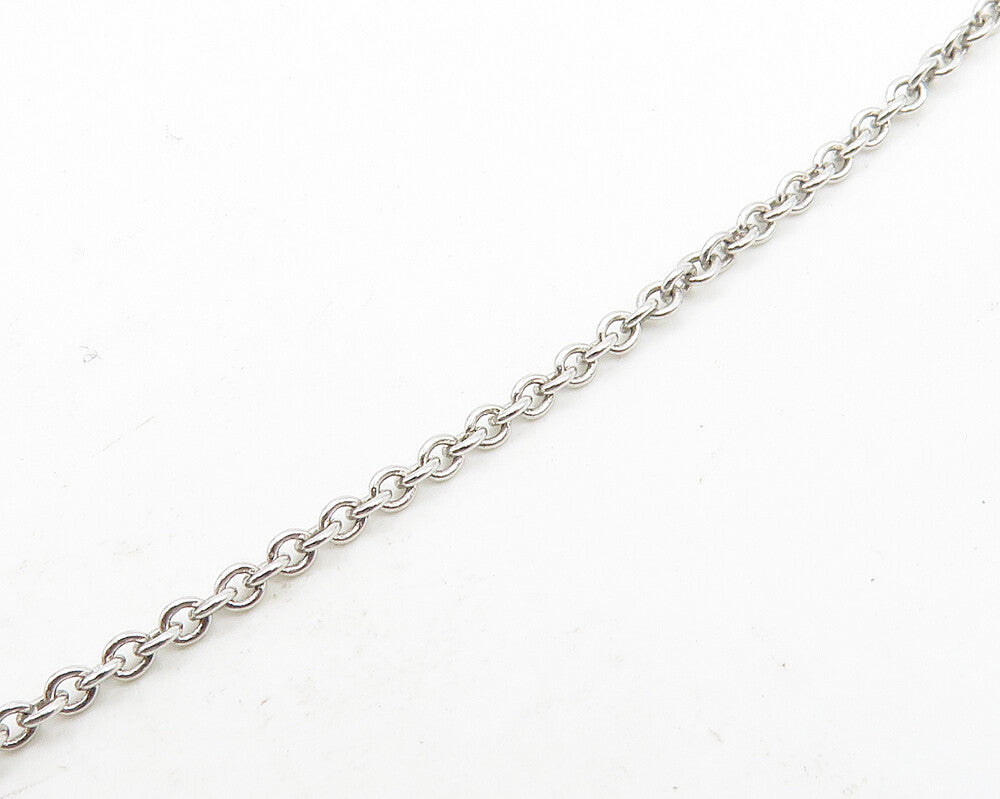 925 Sterling Silver  Vintage Topaz Floral Two Tone Chain Necklace  NE3017