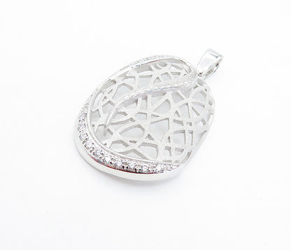 925 Sterling Silver  Cubic Zirconia Interlaced Pattern Shiny Pendant  PT5224