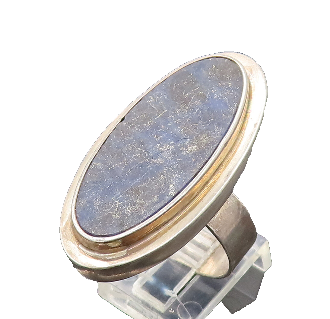 925 Sterling Silver  Vintage Inlaid Sodalite Cocktail Ring Sz 8.5  RG26254