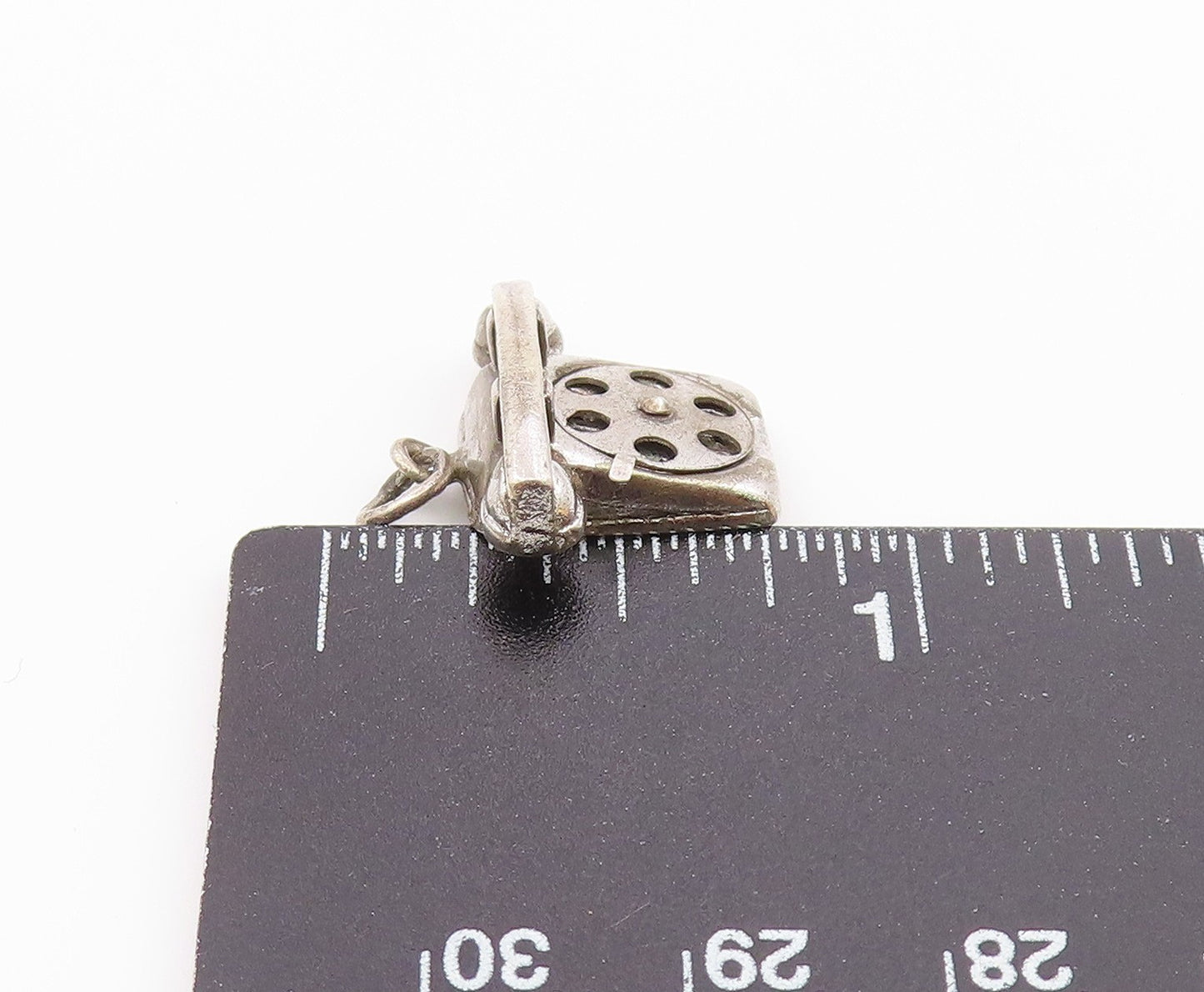 925 Sterling Silver  Vintage Petite Old Fashioned Telephone Pendant  PT16414