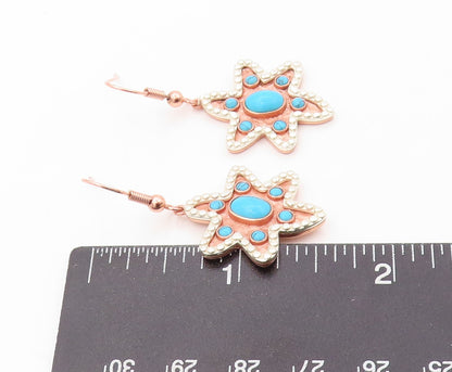 925 Sterling Silver Vintage Earrings Gold Plated Turquoise Cutout Star  EG13386