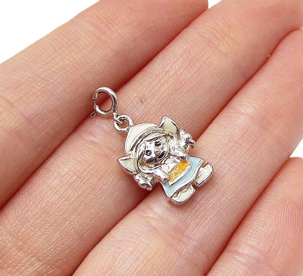 925 Sterling Silver  Enamel Animated Character Charm Pendant  PT2011