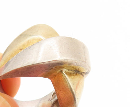 925 Silver  Vintage Two Tone X Crisscross Statement Ring Sz 7.5  RG26226