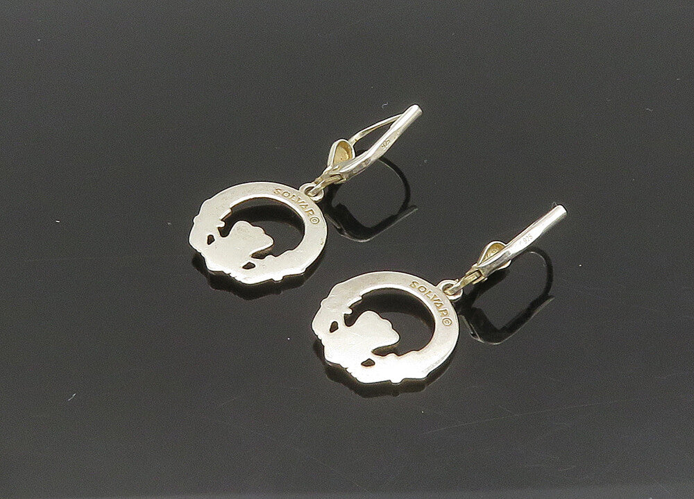 SOLVAR 925 Silver  Vintage Shiny Traditional Claddagh Dangle Earrings  EG10406