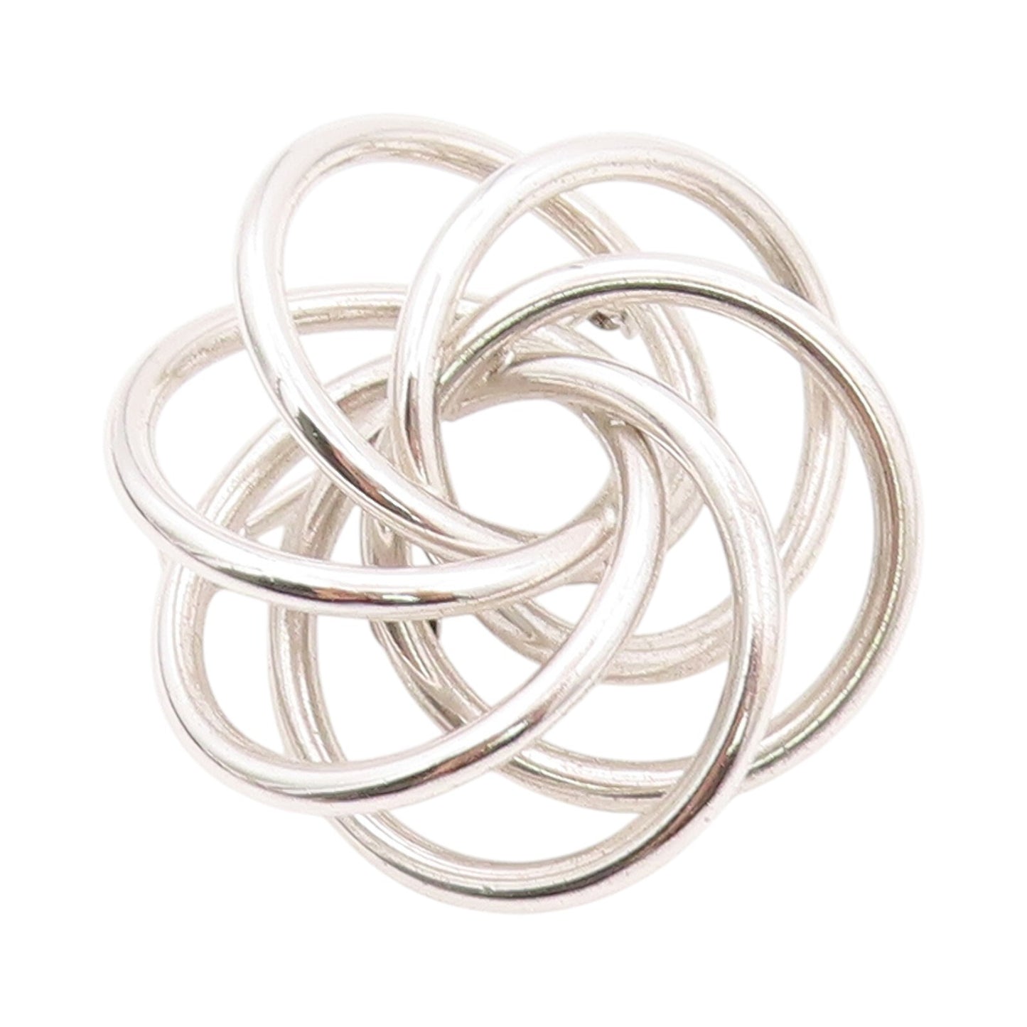 925 Sterling Silver Vintage Brooch Modernist Cutout Rings Flower  BP11519