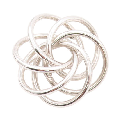 925 Sterling Silver Vintage Brooch Modernist Cutout Rings Flower  BP11519