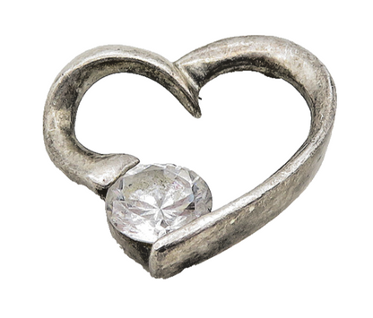 925 Sterling Silver  Vintage Cubic Zirconia Open Love Heart Pendant  PT15384