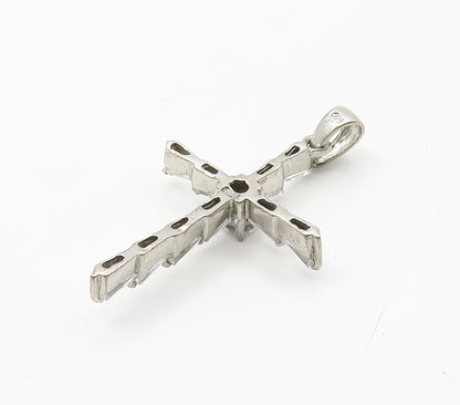 925 Sterling Silver  Sparkling Cubic Zirconia Religious Cross Pendant  PT12420