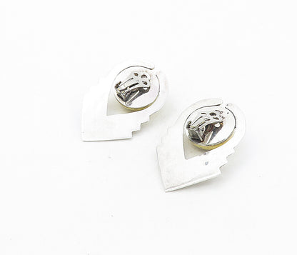 MEXICO 925 Sterling Silver  Vintage Two Tone Modernist Drop Earrings  EG4086