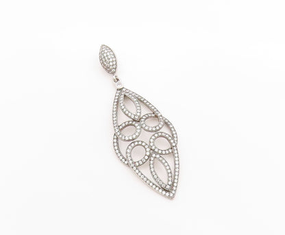 925 Sterling Silver Vintage Pendant Glamorous CZ Chandelier Cut Out  PT24966