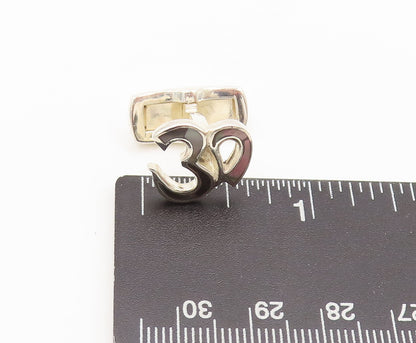 925 Sterling Silver  Vintage Minimalist Carved OM Solid Cuff Links   TR3638